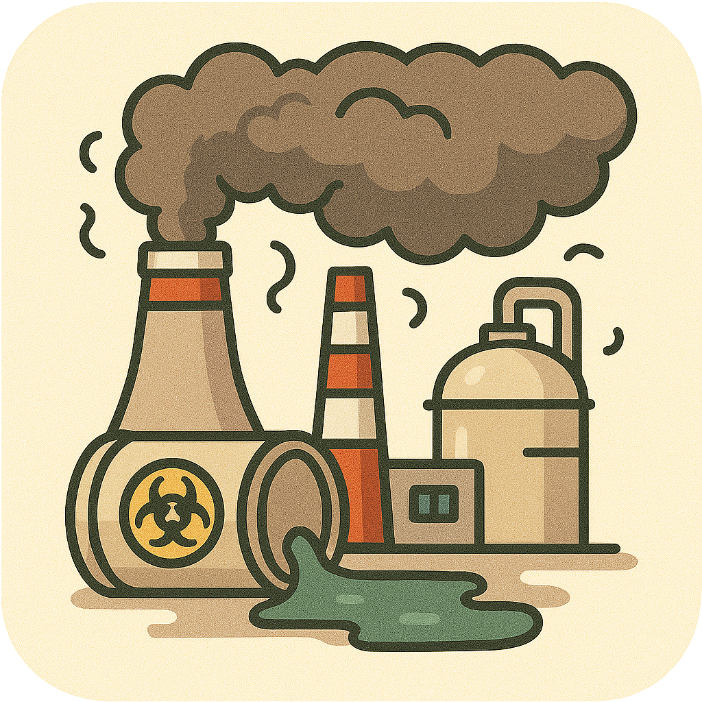 An artistic representation of industrial area with a chemical spill
